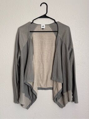 CAbi Open-Front Draped Cardigan in Light Gray